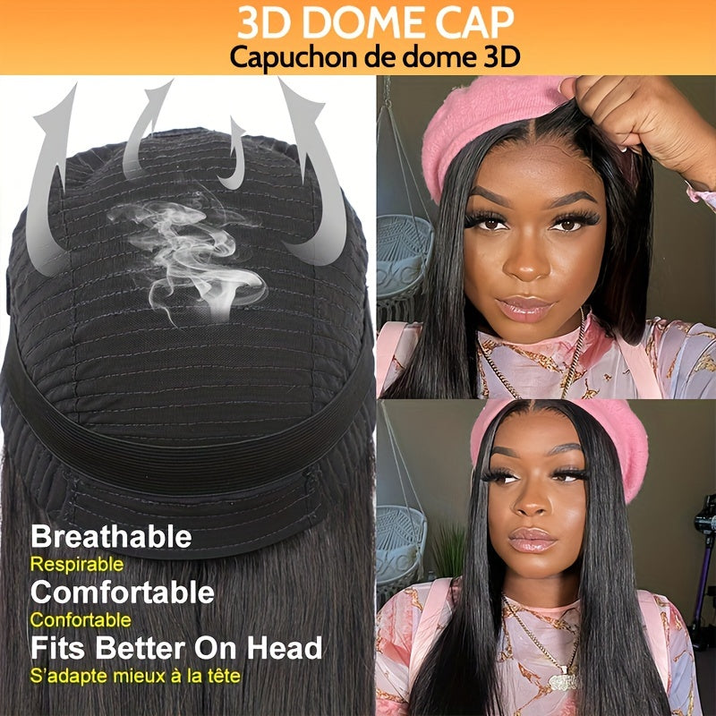 Brazilian Straight Glueless Lace Front Human Hair Wigs 4x4 HD Transparent Lace Closure Wig Cut