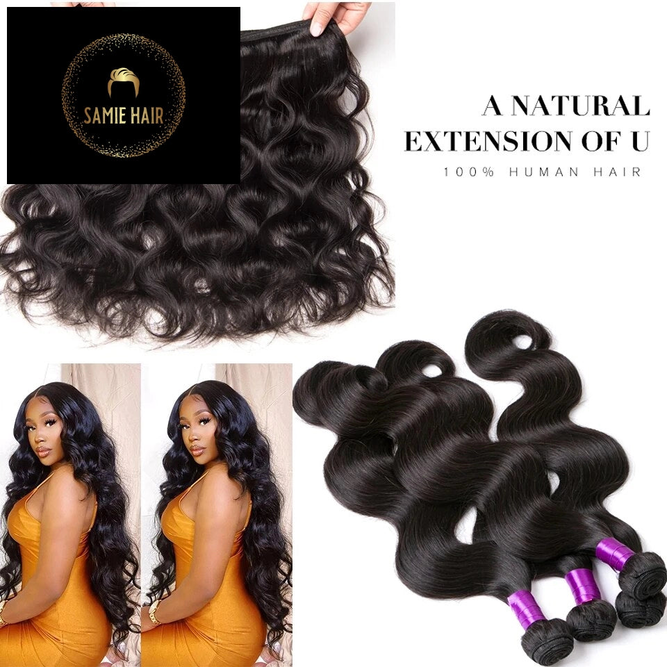 Body Wave Bundles With Closure Brazilian Hair Weave 3/4 Bundles With Closure Natural Human Hair Bundles With Closure