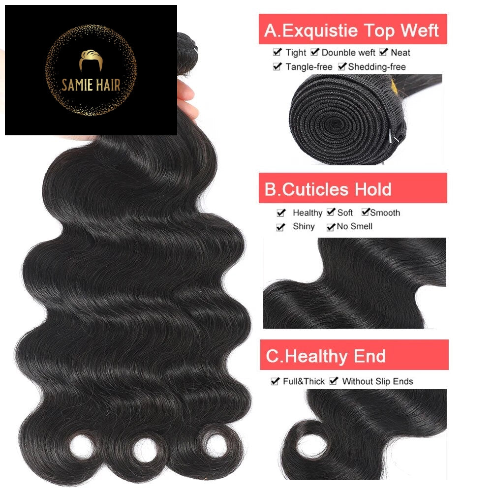 Body Wave Bundles With Closure Brazilian Hair Weave Bundles With Closure Frontal Human Hair Bundles With 4X4 5x5 Lace Closure