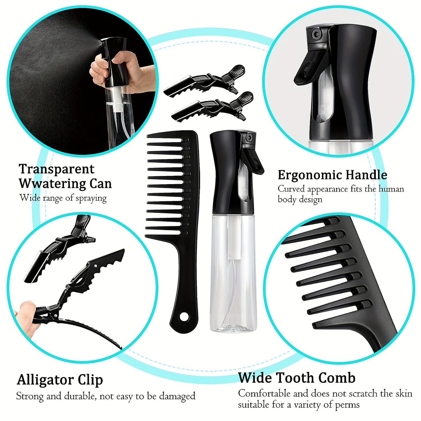 10PCS Detangling Brush Set, Detangling Brush And Comb For Natural Hair, Curly Hair Brush Set With Spray Bottle & Sleep Bonnet, Easier And Faster Detangling On Wash Days