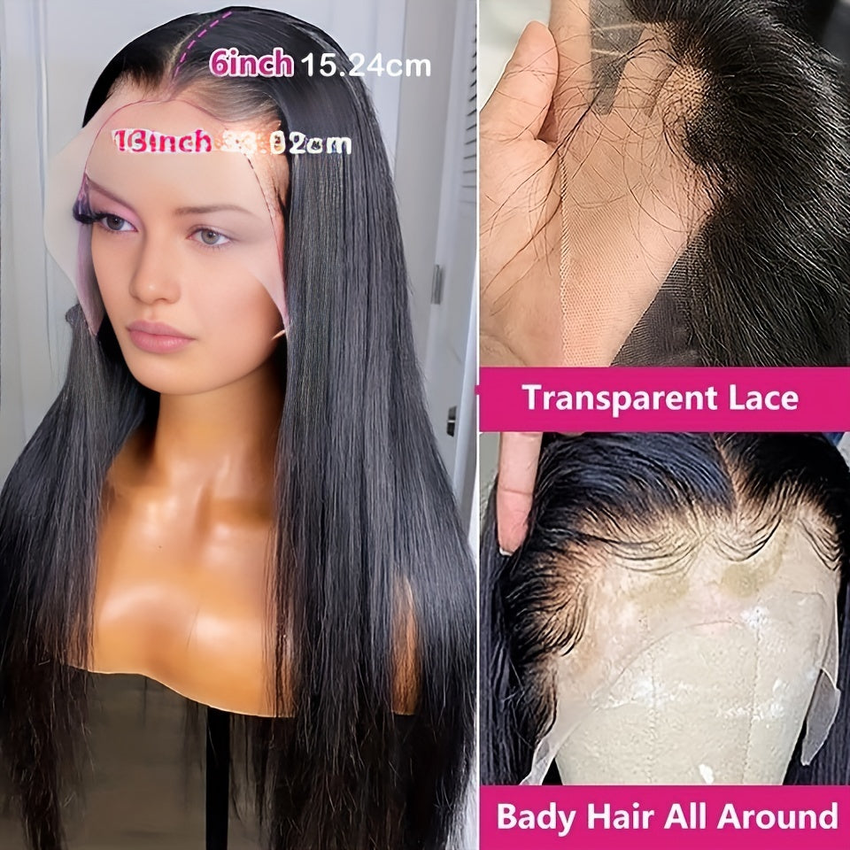 13x6 Lace Front Wig Human Hair Pre Plucked With Baby Hair 150% Density Straight Brazilian Human Hair Wigs For Women Black Straight Wig