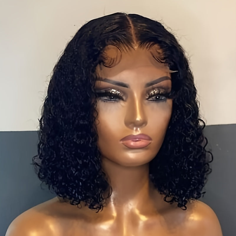 Short Curly Bob Lace Front Wigs Human Hair 4x4 Lace Closure Wigs 150% Density Kinky Curly Wig Pre Plucked With Baby Hair Natural Color