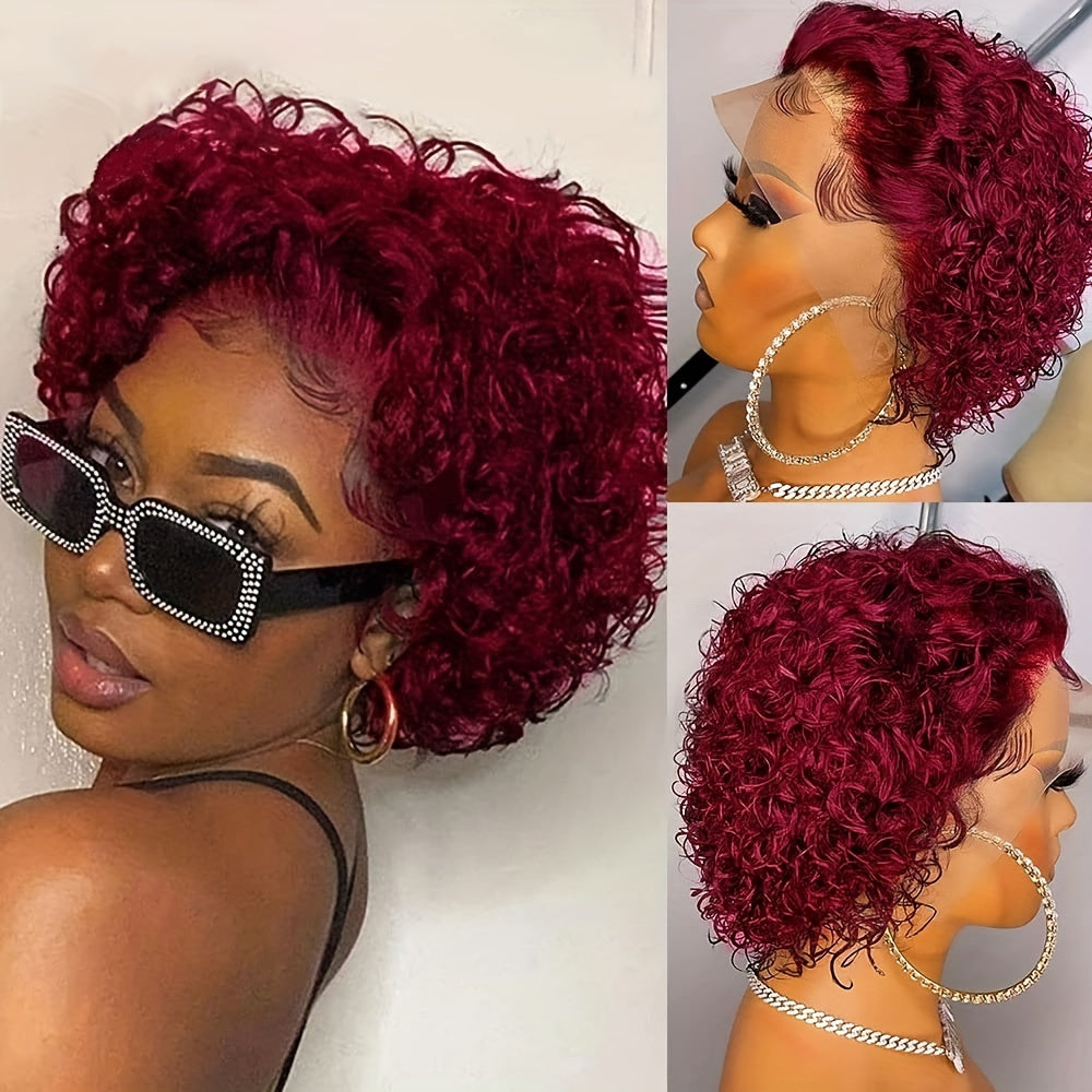 Bleached Knots HD Lace Front Pixie Cut Wig - 13x1 Inch Short Curly Human Hair Wig for Women - Pre-Plucked and Glueless