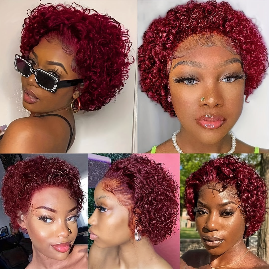 Bleached Knots HD Lace Front Pixie Cut Wig - 13x1 Inch Short Curly Human Hair Wig for Women - Pre-Plucked and Glueless