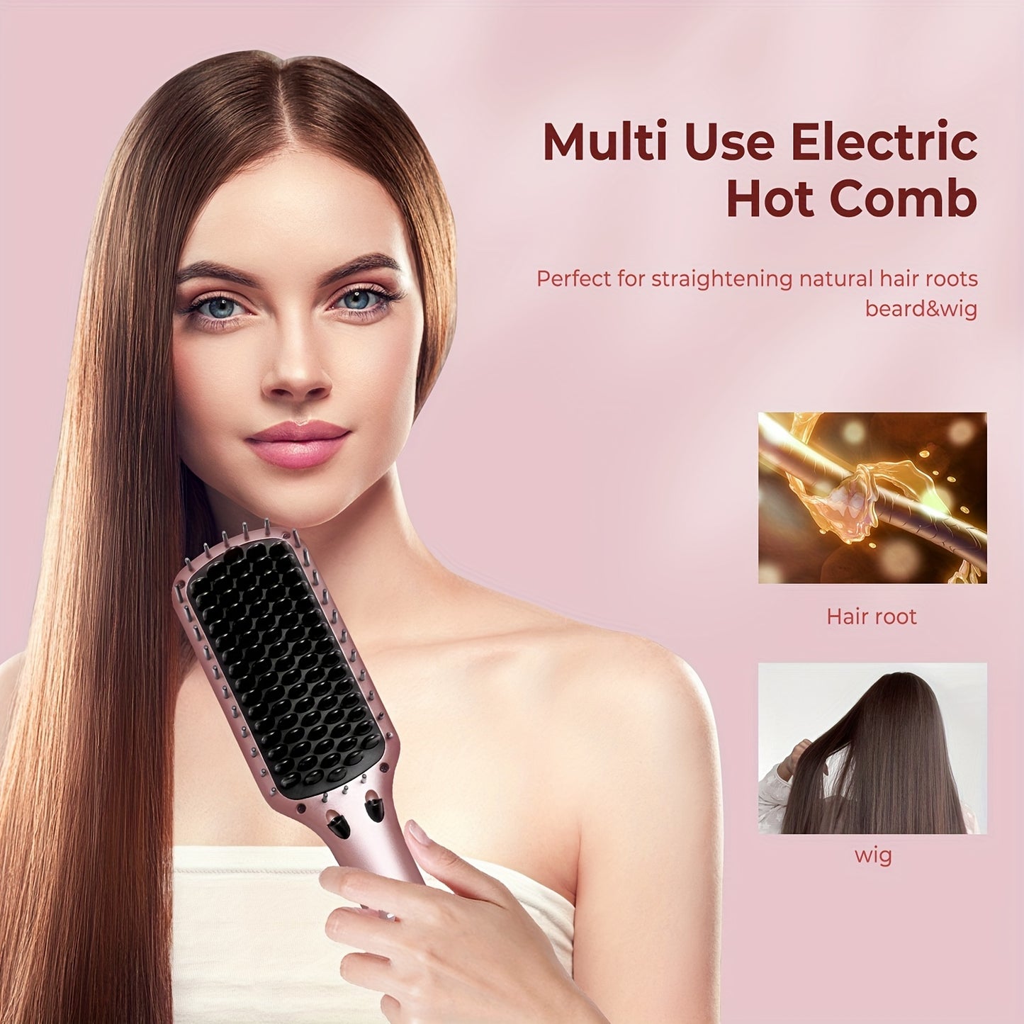 Ceramic Ionic Hair Straightener Brush for Home Barber Salon Use Fast Heating