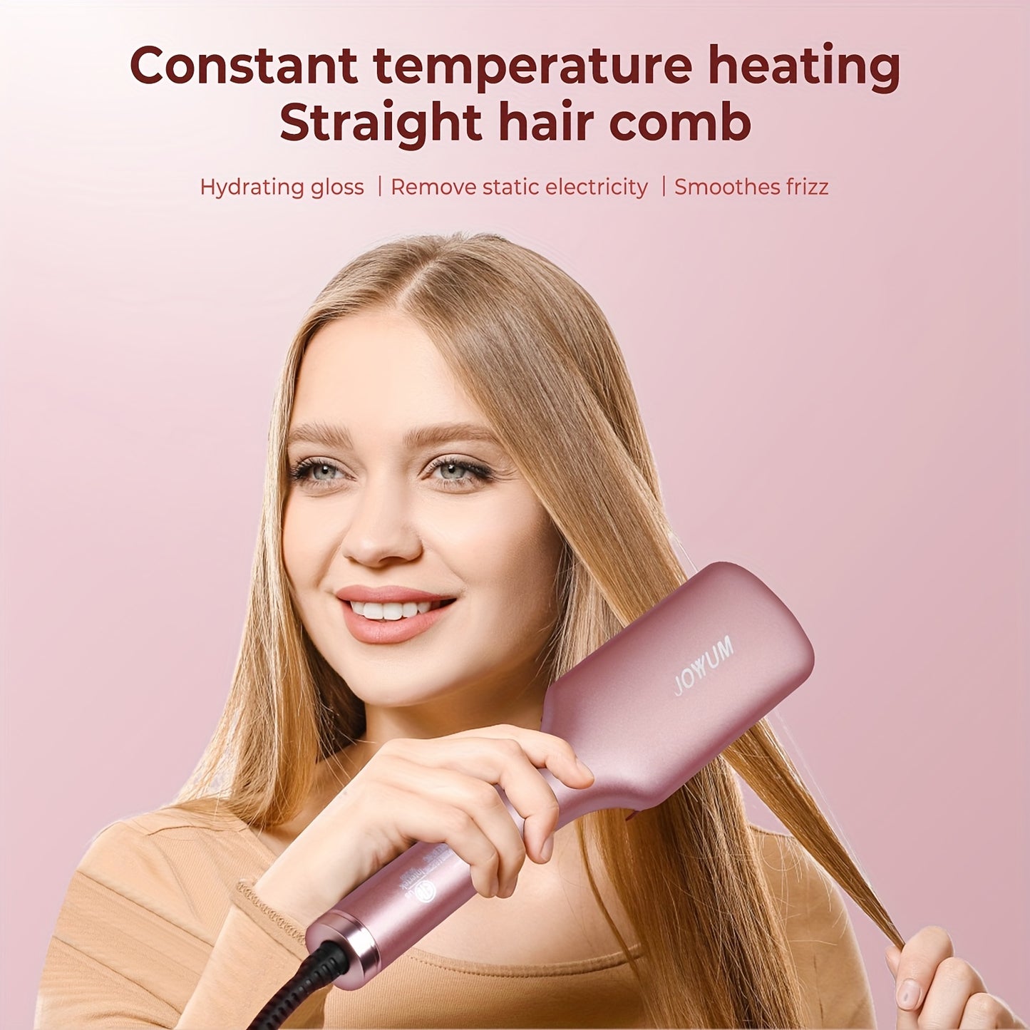 Ceramic Ionic Hair Straightener Brush for Home Barber Salon Use Fast Heating