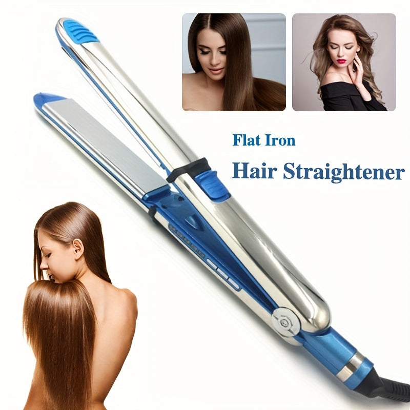 Stainless Steel Hair Straightener 1.18 Inch Wide Titanium Hair Straightener Professional Hair Straightener With Adjustable Temperature (300 °F-465 °F), Fast Heating Hair Straightener (blue)