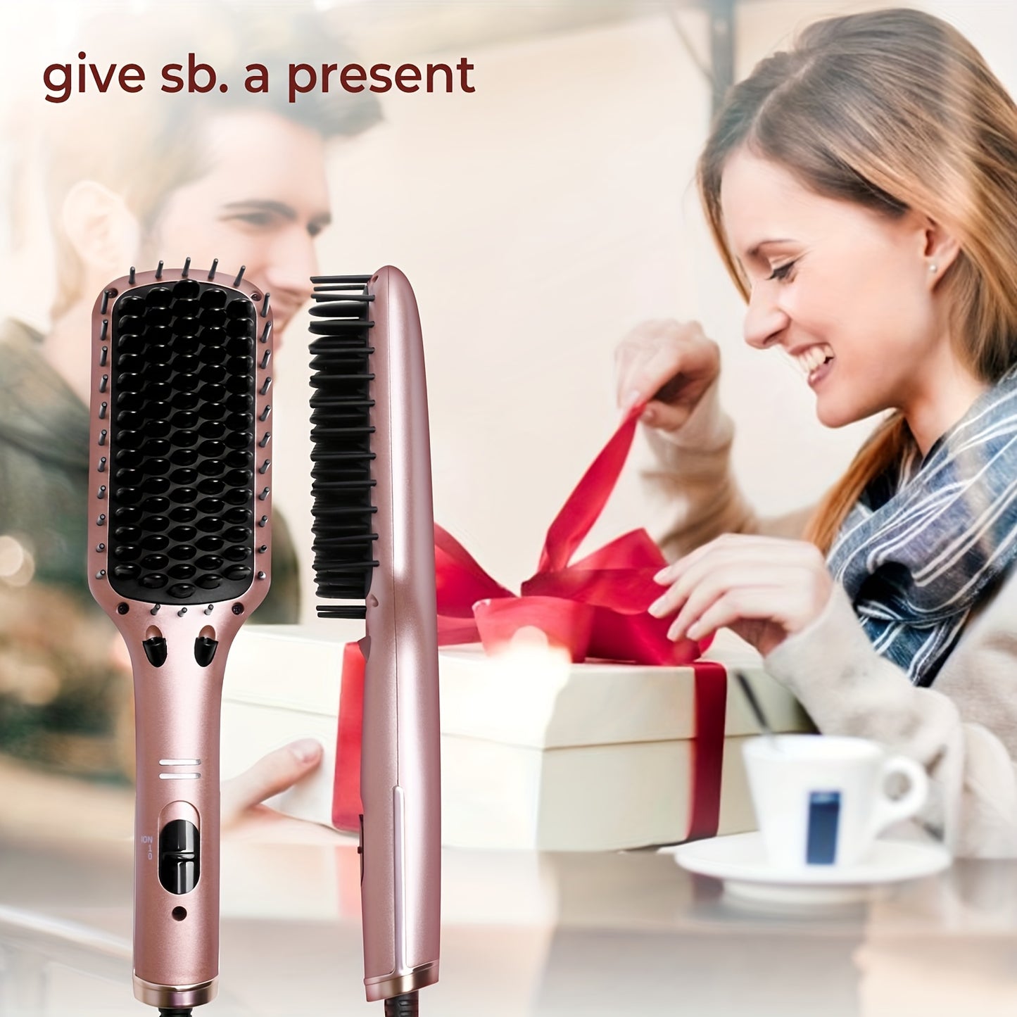 Ceramic Ionic Hair Straightener Brush for Home Barber Salon Use Fast Heating