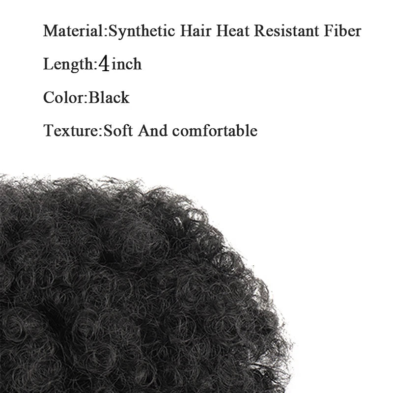 Kids Hair Puff Natural Black Mini Afro Puff Drawstring Ponytail 2PC 4 Inch Kinky Curly Hair