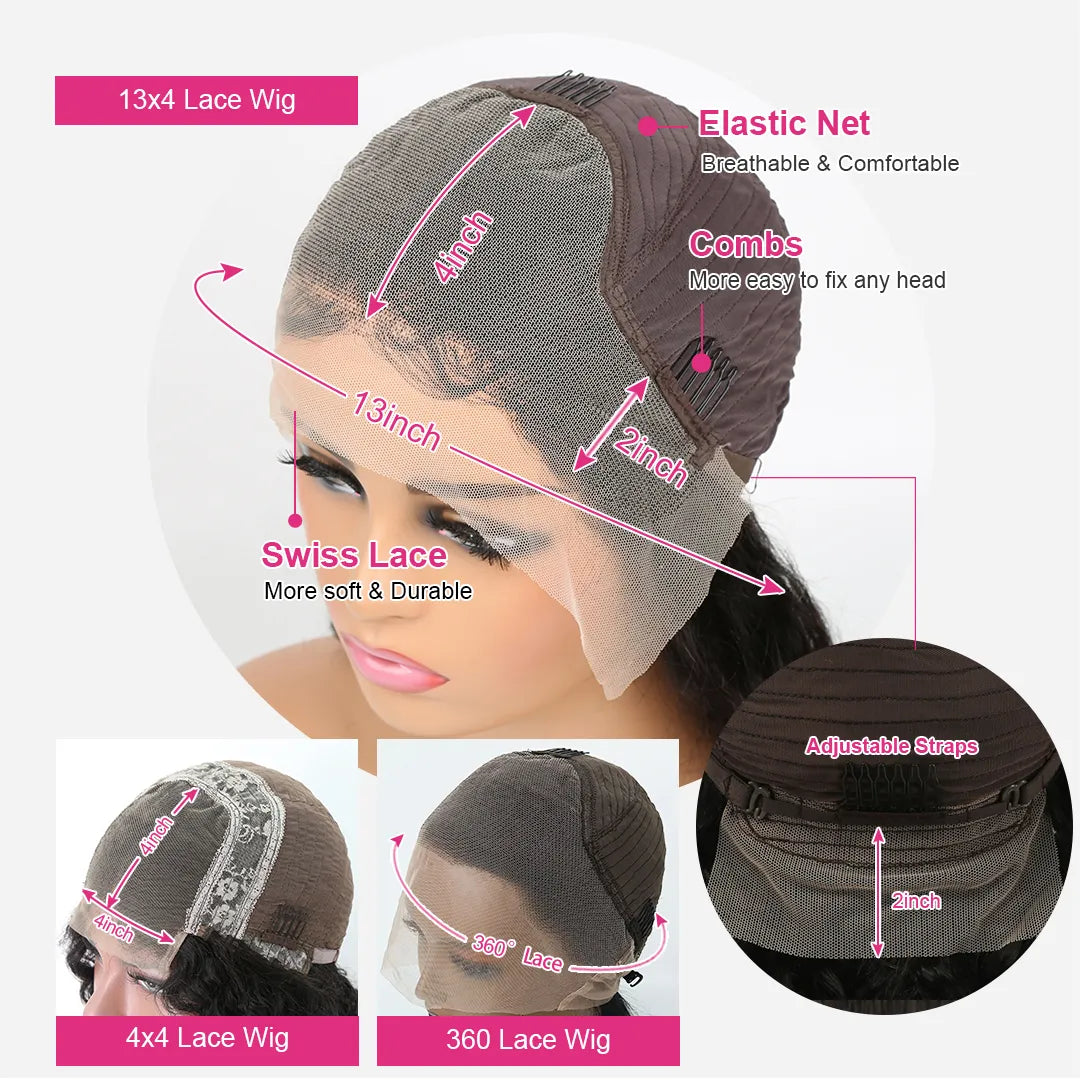13x4 Lace Front Human Hair Wigs Brazilian Deep Wave Frontal Wig 360 Lace Frontal Curly Human Hair Wigs Preplucked Wig For Women