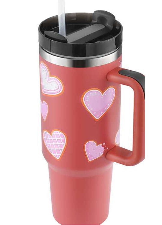 Valentines Day Gift Thermal Mug 40oz Straw Coffee Insulation Cup