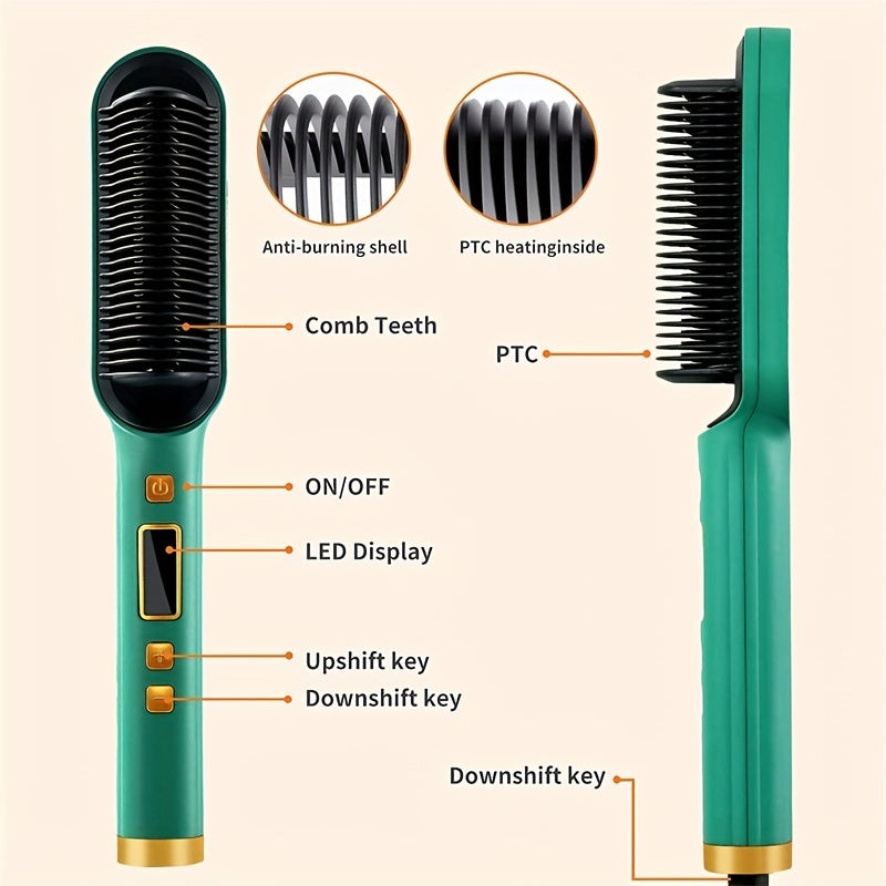 Ceramic Hair Straightener brush and Curling Iron with Multi-Speed Settings for Smooth and Shiny Hair