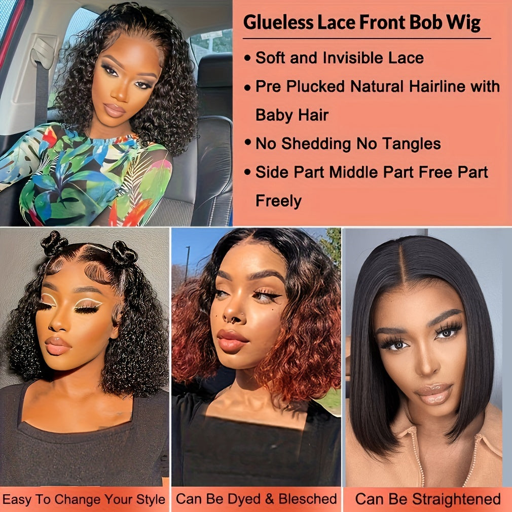 Mongolian HD Transparent Kinky Curly Bob Lace Frontal Wig - 150% Density, Glueless, Pre-Plucked, Virgin Human Hair - Perfect for Women Who Want a Natural Look