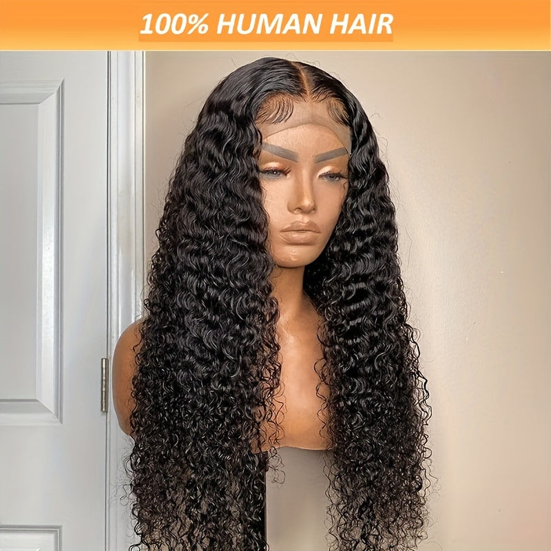 Curly Lace Front Wig Human Hair 4x4 Lace Closure Wigs Virgin Hair Brazilian Kinky Curly Lace Front Wigs For Women Pre Plucked With Baby Hair 150% Density