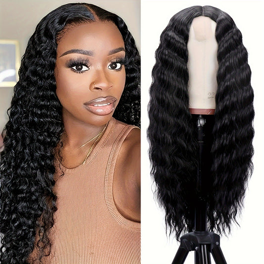 26 Inch Long Water Wave Lace Front Wigs For Woman Girls Synthetic Curly Hair Wigs For Daily Wear Heat Resistant Fiber Hair Wigs
